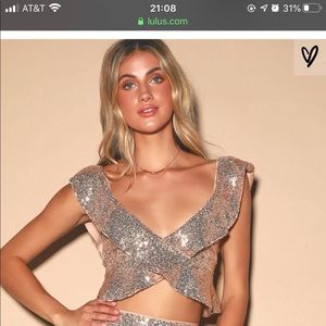 Alecia Rose Gold Sequin ruffled Two Piece Dress